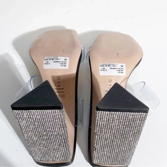 New Schutz Ariellen Vinyl Crystal Block-Heel Sandals Black size 8.5 - Picture 8 of 9